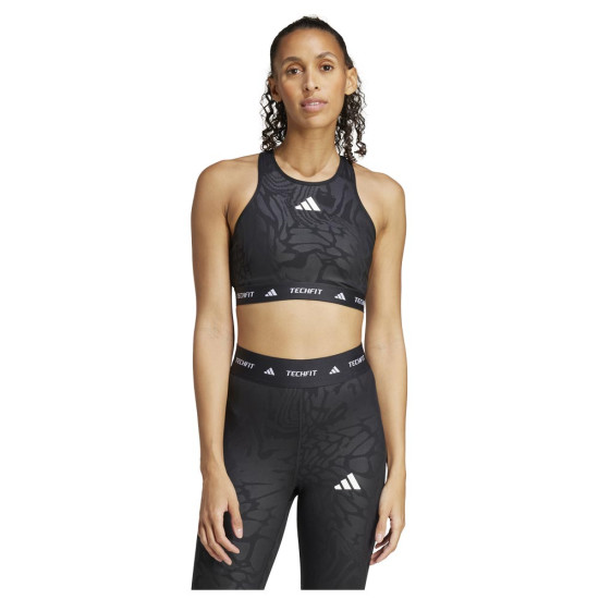 Adidas Γυναικείο μπουστάκι Techfit Medium-Support High-Neck Print Bra